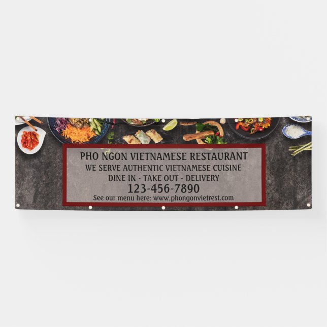 Customise Vietnamese Restaurant Large Wall Banner (Horizontal)