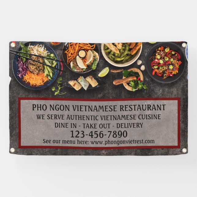 Customise Vietnamese Restaurant Large Wall  Banner (Horizontal)