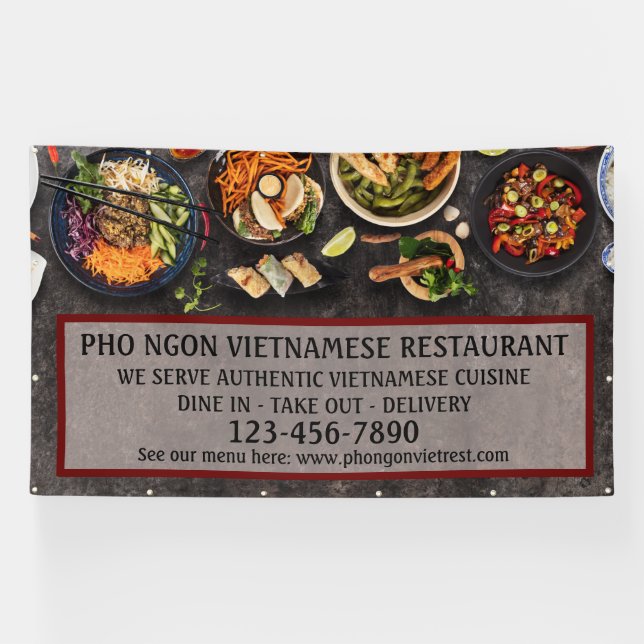 Customise Vietnamese Restaurant Large Wall  Banner (Horizontal)