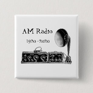 Customise Vintage AM Radio Receiver 15 Cm Square Badge