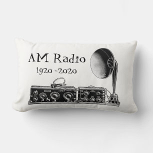 Customise Vintage AM Radio Receiver Lumbar Cushion