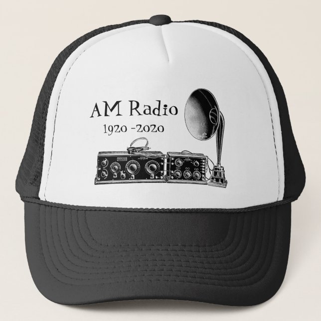 Customise Vintage AM Radio Receiver Trucker Hat (Front)