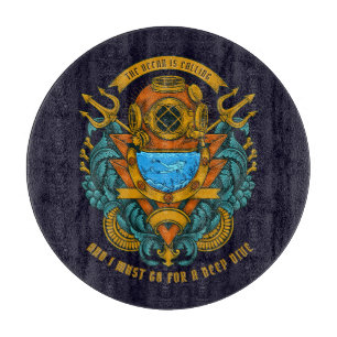 Customise Vintage Deep Sea And Scuba Diver Graphic Cutting Board