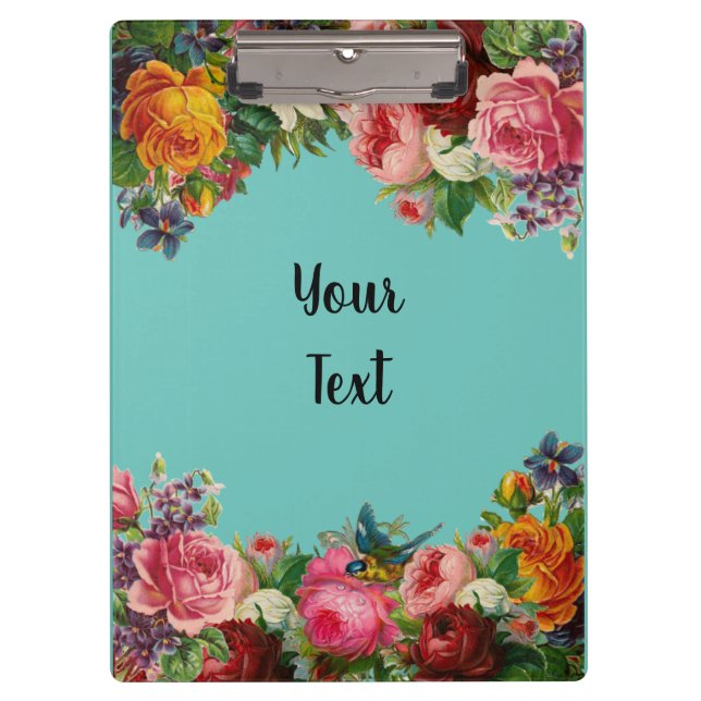 Customise Vintage Floral Design Clipboard (Front)