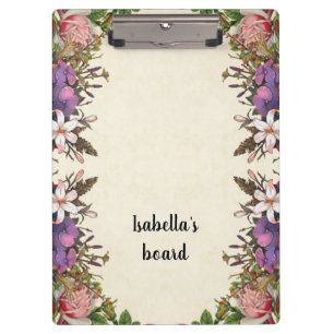 Customise Vintage Floral Design Clipboard