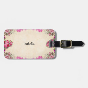 Customise Vintage Floral Design Luggage Tag