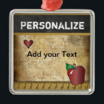 Customise Vintage for Teacher Metal Ornament<br><div class="desc">Teacher Vintage Christmas Ornament with DIY Text. ⭐ This Product is 100% Customisable. Graphics and text can be deleted, moved, resized, changed, etc... 99% of my designs in my store are done in layers. This makes it easy for you to resize and move the graphics and text around so that...</div>