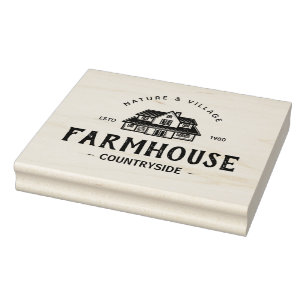 Customise Vintage Modern Farmhouse Logo Rubber Stamp