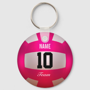 Customise Volleyball Bright Pink Key Ring