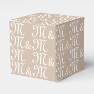 Customise w couple's Initials monogram beige gift Favour Box