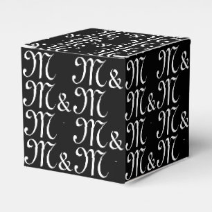 Customise w couple's Initials monogram black gift Favour Box
