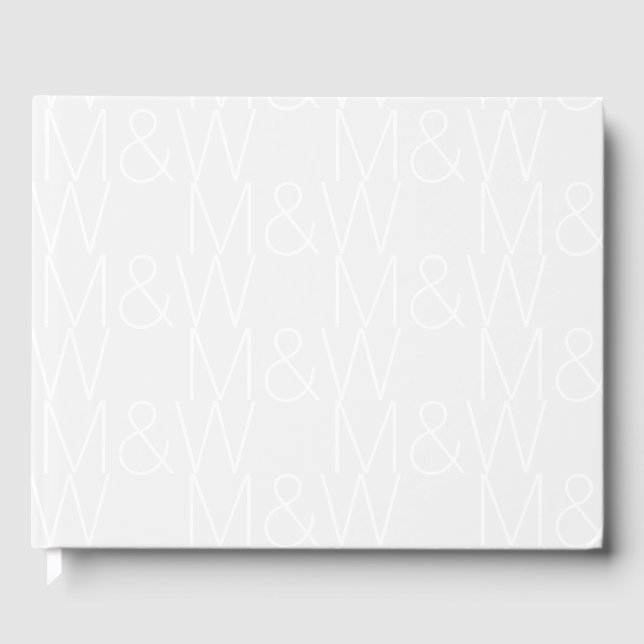 Customise w couple's Initials monogram eggshell Guest Book (Front)