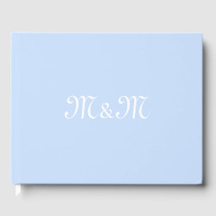 Customise w couple's Initials monogram light blue Guest Book