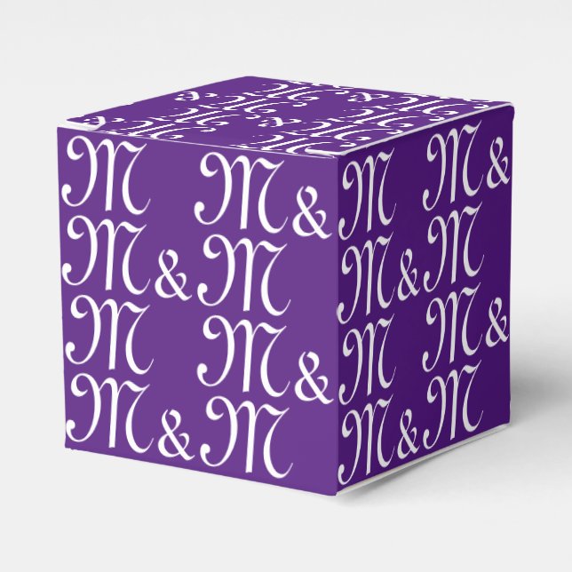 Customise w couple's Initials monogram purple gift Favour Box (Front Side)