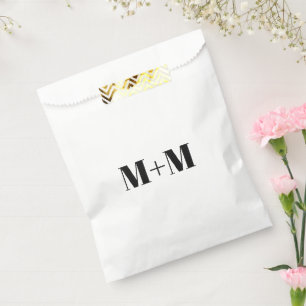 Customise w/Initial black Letter Number white Favour Bag