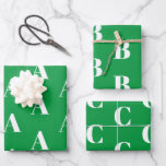 Customise w/Initial monogram Letter green white Wrapping Paper Sheet<br><div class="desc">Customise w/Initial monogram Letter green white Wrapping Paper Sheets
Customise,  personalise,  all your gifts with their individual letter,  initials,  alphabet,  name

For Birthdays,  Christmas,  Holidays gift wrapping paper</div>