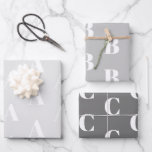 Customise w/Initial monogram Letter Grey shades Wrapping Paper Sheet<br><div class="desc">Customise w/Initial monogram Letter,  white Grey shades Wrapping Paper Sheets 
Customise,  personalise,  all your gifts with their individual letter,  initials,  alphabet,  name

For Birthdays,  Christmas,  Holidays gift wrapping paper</div>