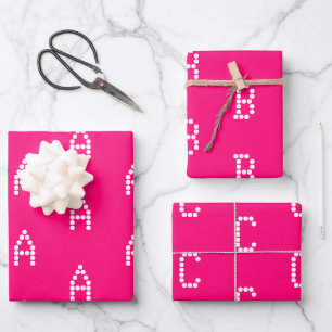 Customise w/Initial monogram Letter pink fuchsia Wrapping Paper Sheet