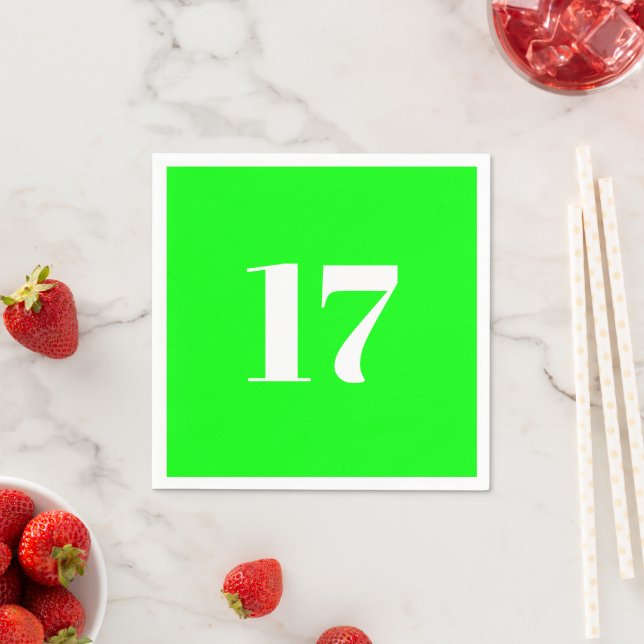 Customise w/Initial monogram Number year neon Napkin (Insitu)