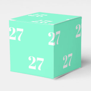 Customise w/Initial White Letter Number aqua green Favour Box