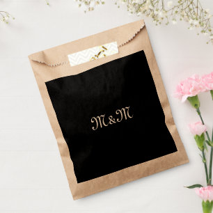 Customise w/Initial White Letter Number Black Favour Bag