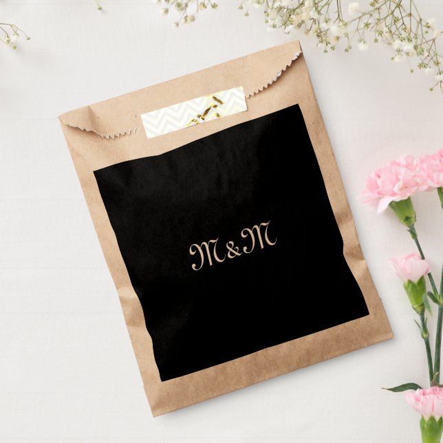 Customise w/Initial White Letter Number Black Favour Bag (Sealed)