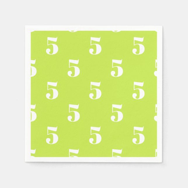 Customise w/Initial White Letter Number lime green Napkin (Front)