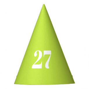 Customise w/Initial White Letter Number lime green Party Hat