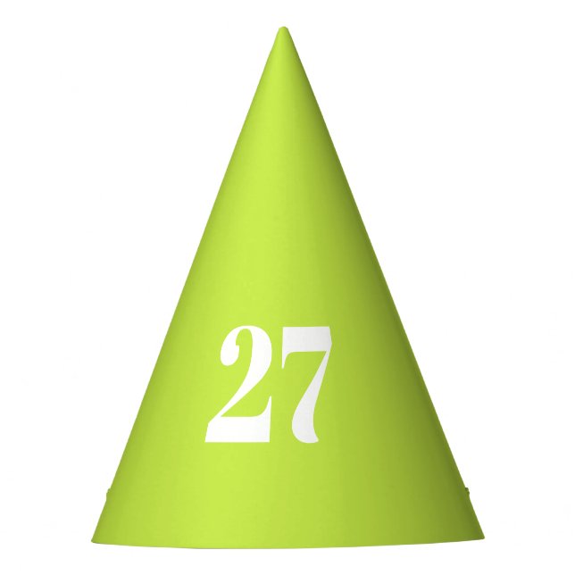 Customise w/Initial White Letter Number lime green Party Hat (Front)