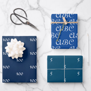 Customise w/Initial, White Letter Number, monogram Wrapping Paper Sheet