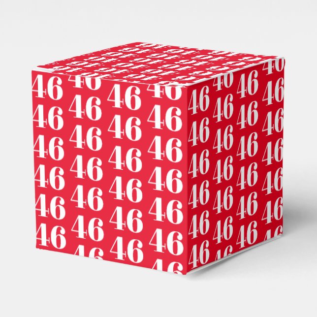 Customise w/Initial, White Letter Number red gift Favour Box (Front Side)