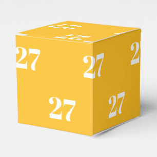 Customise w/Initial White Letter Number yellow Favour Box