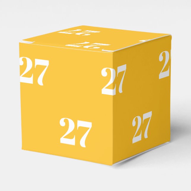 Customise w/Initial White Letter Number yellow Favour Box (Front Side)