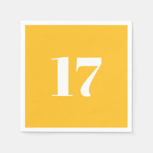 Customise w/Initial White Letter Number yellow Napkin
