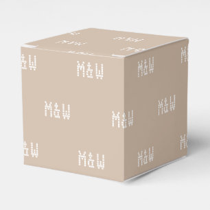 Customise w/Initial White monogram beige gift Favour Box