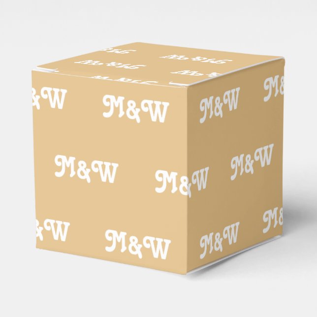 Customise w/Initial White monogram camel gift Favour Box (Front Side)