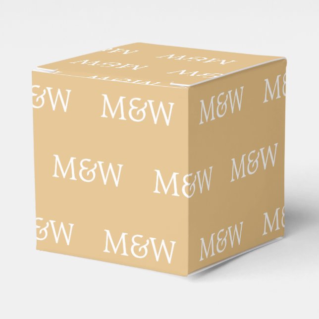 Customise w/Initial White monogram camel gift Favour Box (Front Side)
