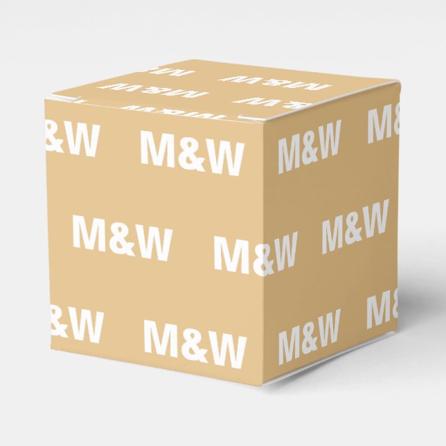 Customise w/Initial White monogram camel gift Favour Box (Front Side)