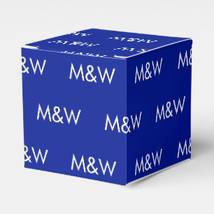 Customise w/Initial White monogram cobalt blue Favour Box