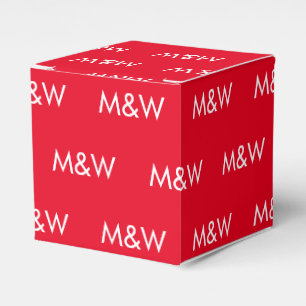 Customise w/Initial White monogram red Favour Box