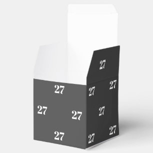 Customise w/Initial White Number dark grey gift Favour Box