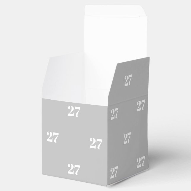 Customise w/Initial White Number grey gift Favour Box (Opened)