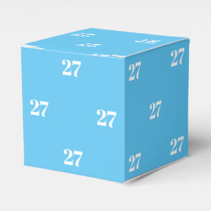 Customise w/Initial White Number light blue gift Favour Box