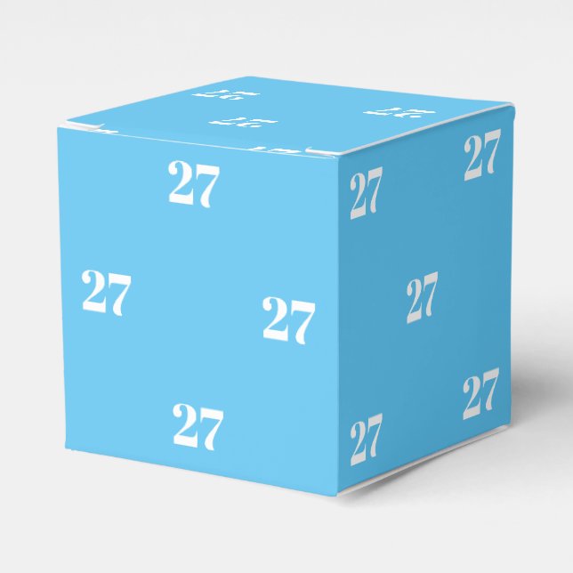 Customise w/Initial White Number light blue gift Favour Box (Front Side)