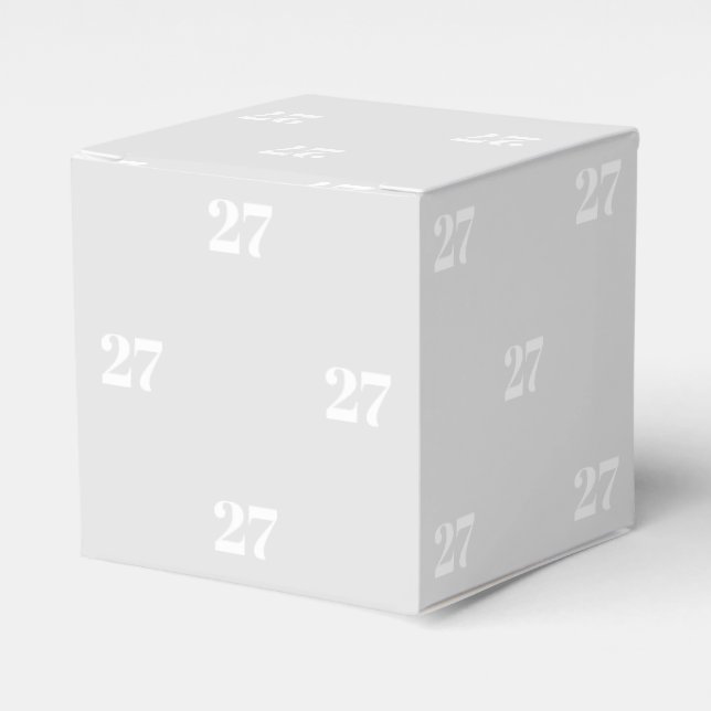 Customise w/Initial White Number light grey gift Favour Box (Front Side)