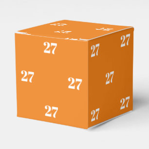 Customise w/Initial White Number orange gift Favour Box