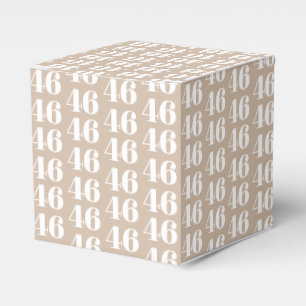 Customise w/number, initial beige tan white gift favour box