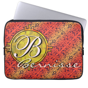 Customise warm fiore orange gold laptop sleeve