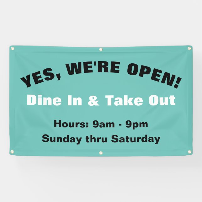 Customise We're Open Dine In & Take Out Banner (Horizontal)