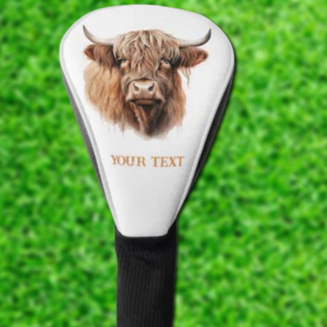 Customise White HIGHLANDER COW Golf Head Cover (Creator Uploaded)